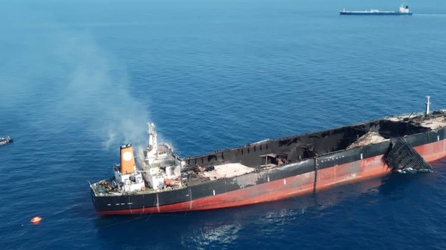 Risk of dark fleet, Ship is damaged by fire